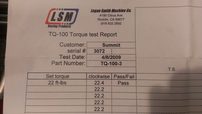 LSM Torque Wrench Certification