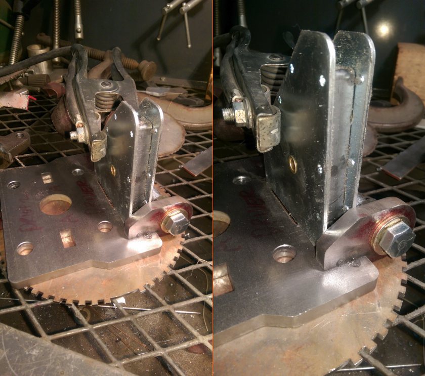 Welding the shock mounting bracket